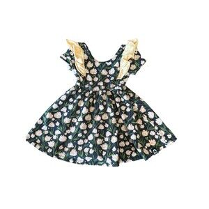 Rags to Raches Floral Dress 12-18 Flutter Sleeve